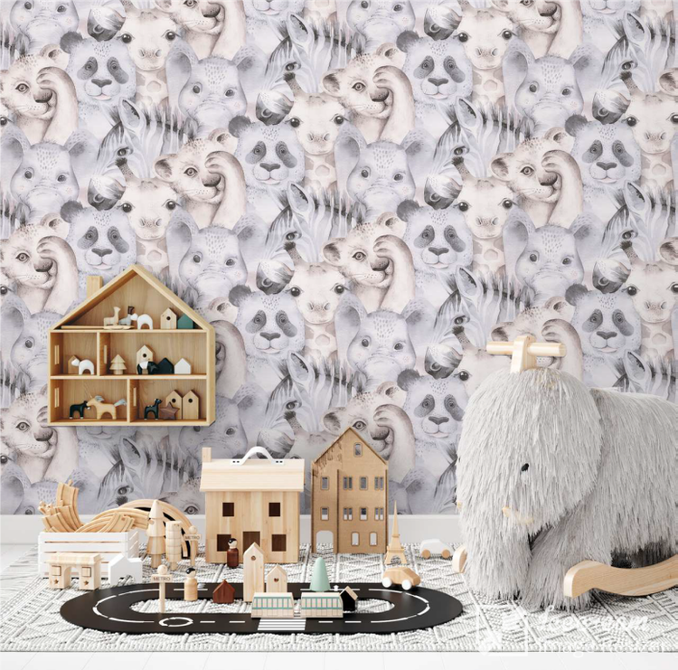 کاغذ دیواری کودکانه با طرح شاد